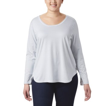 Columbia Firwood Camp Long Sleeve Plus Size, Sudaderas Blancos Rayas Para Mujer | 851296-PEK